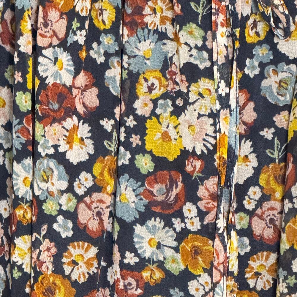 Zara Floral Chiffon Mini Dress Drawstring Waist Tiered Boho Long Sleeve - Picture 5 of 10